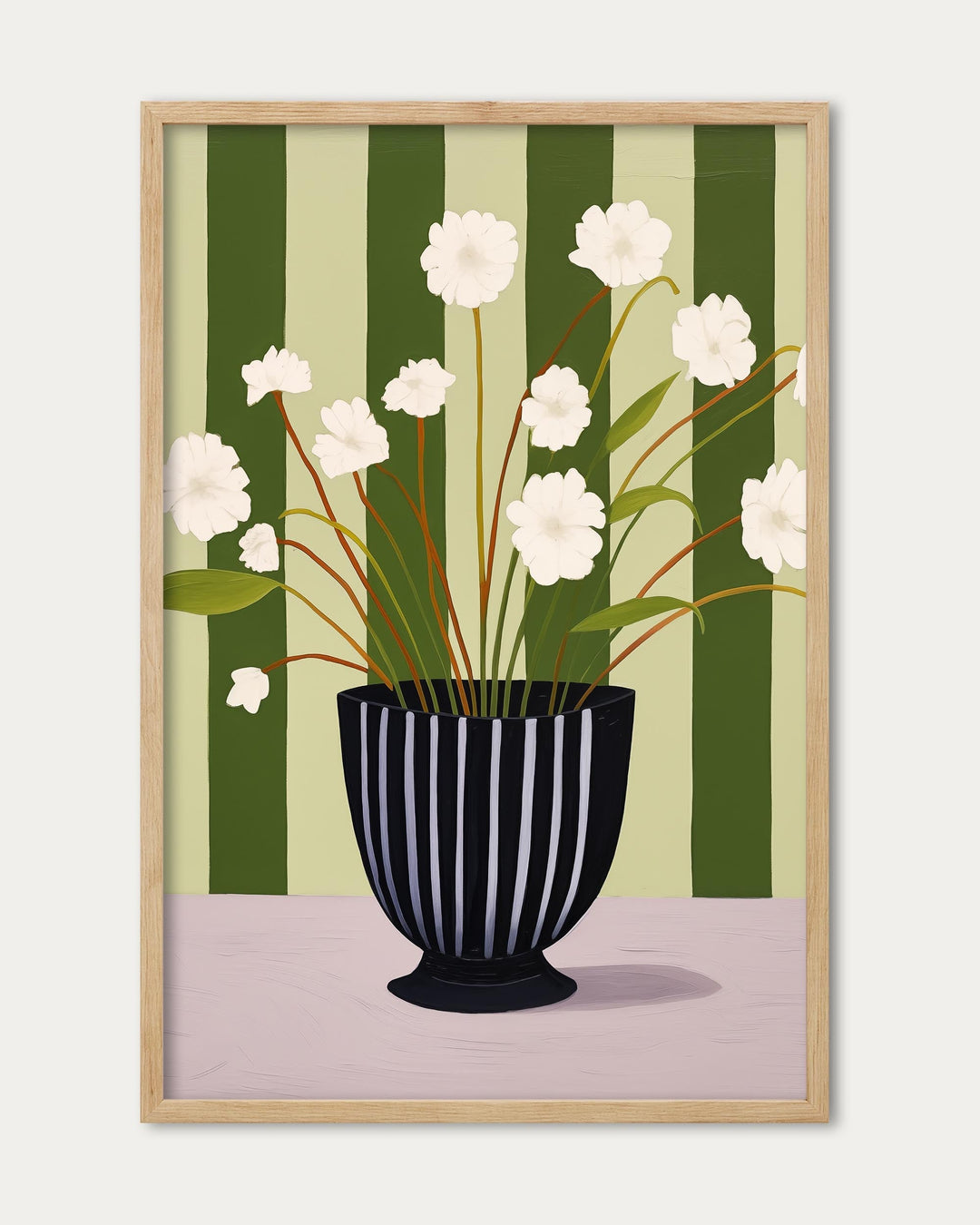 Stripy Flower Pot Art Print