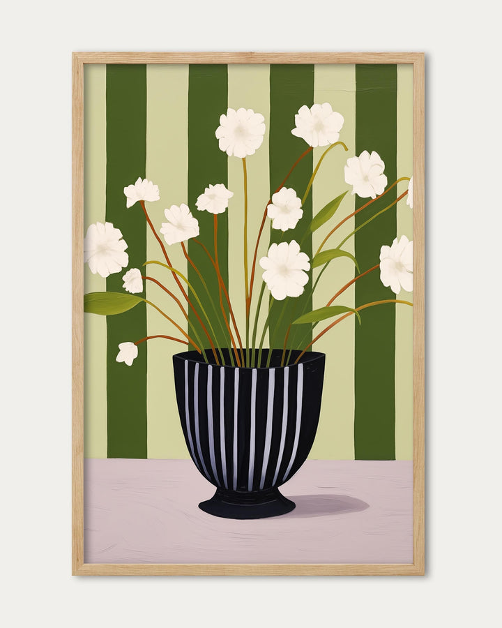 Stripy Flower Pot Art Print