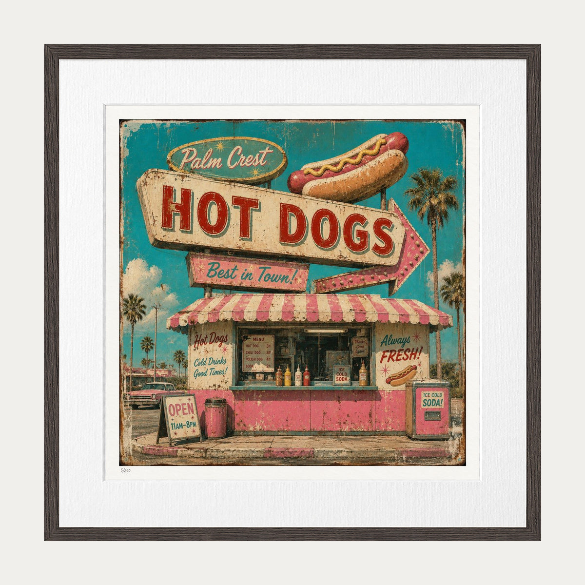Hot Dogs 2 | Limited Edition Print — Brown Frame