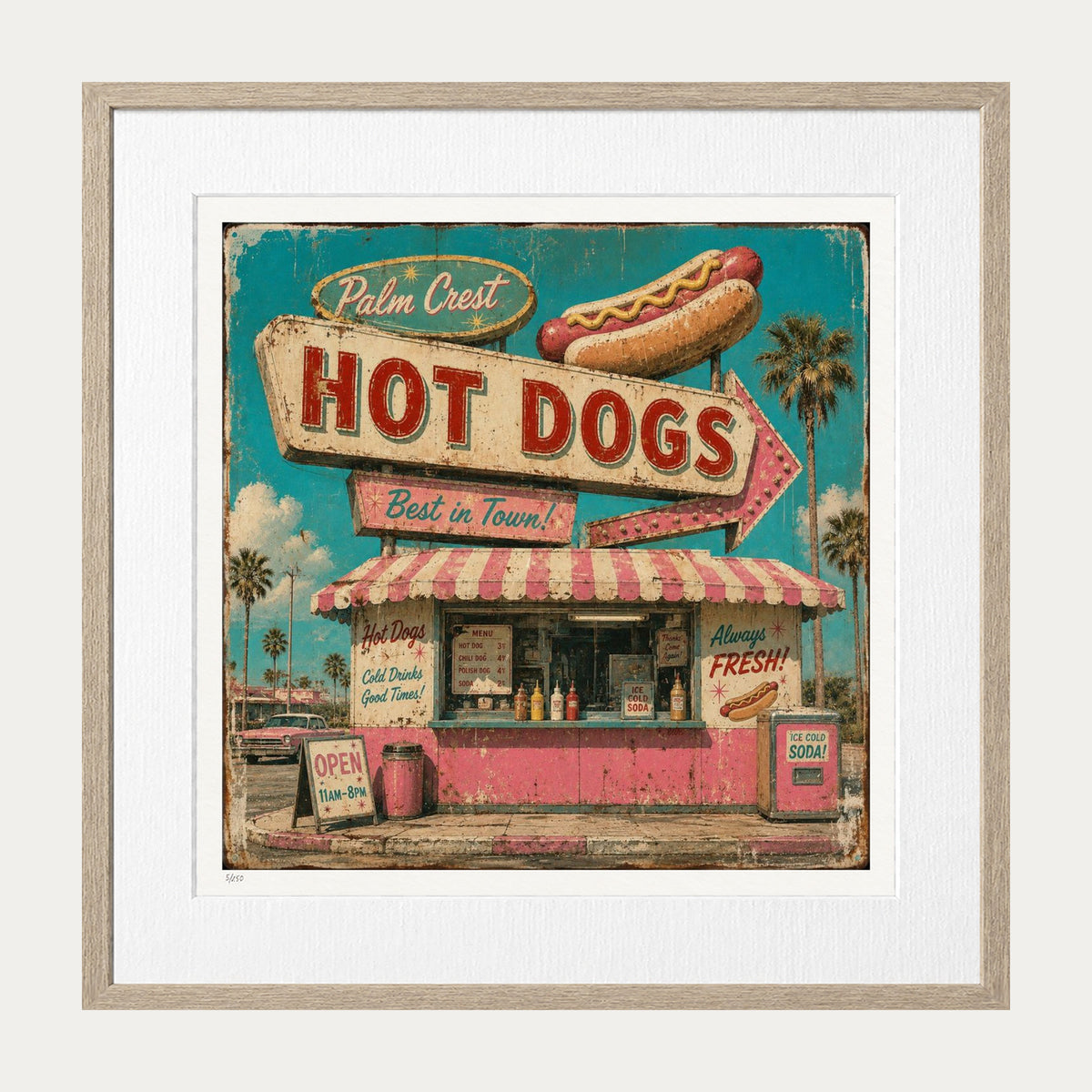 Hot Dogs 2 | Limited Edition Print — Oak Frame