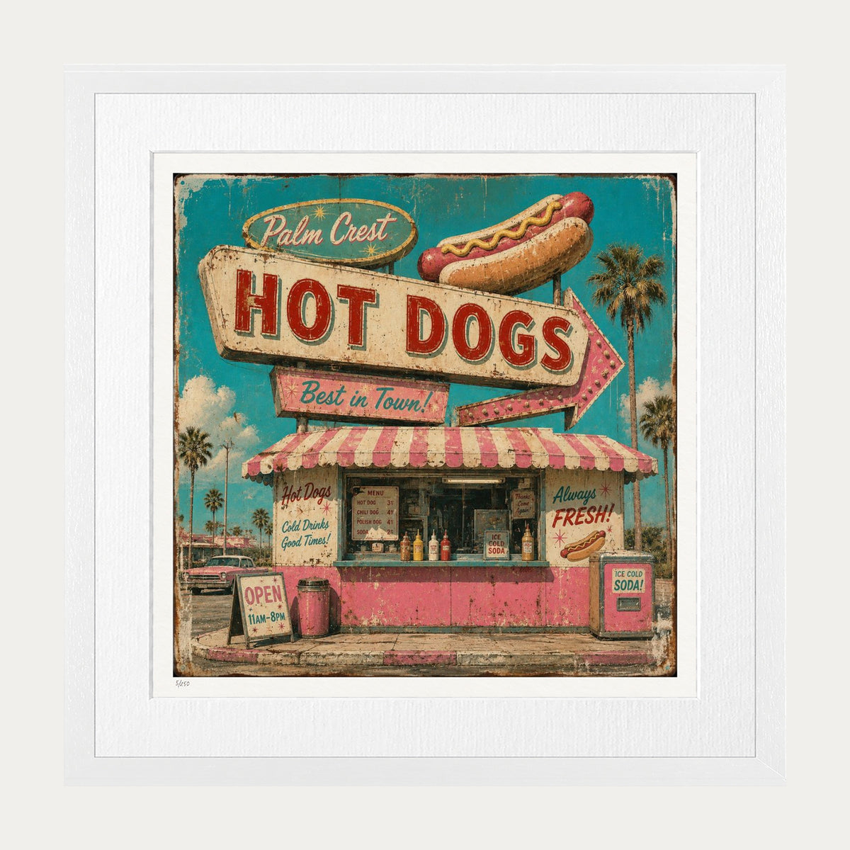 Hot Dogs 2 | Limited Edition Print — White Frame