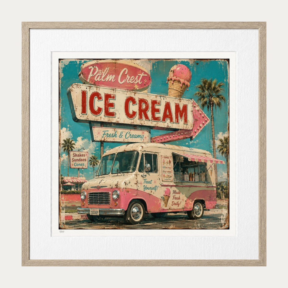 Ice Cream | Limited Edition Print — Oak Frame