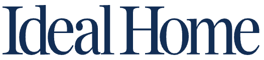 The text 'Ideal Home' is displayed in a dark navy blue serif typeface on a solid white background.