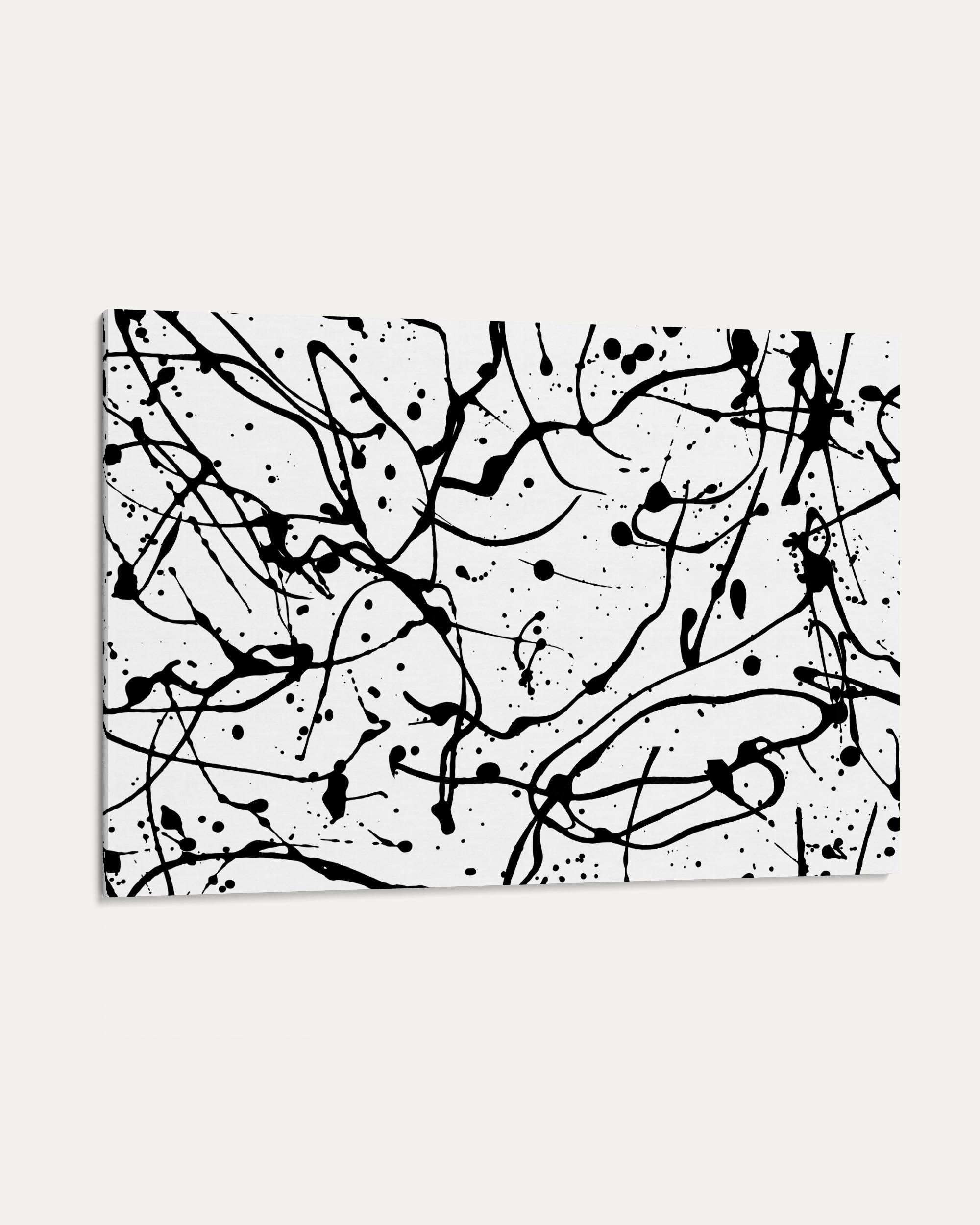 Abstract black and white art print on a white background