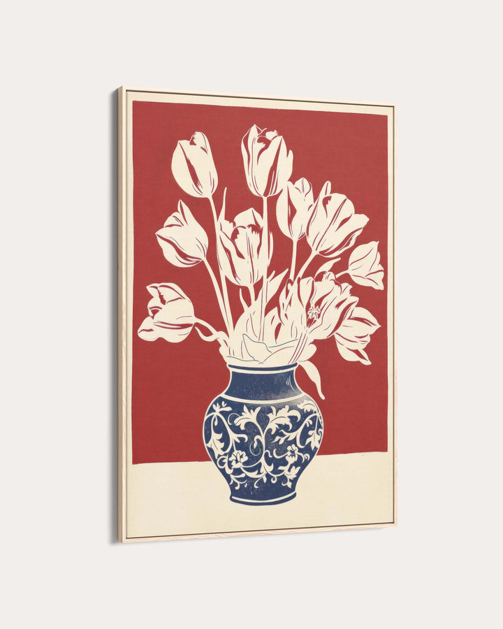Lino Print Flower Pot Wall Art