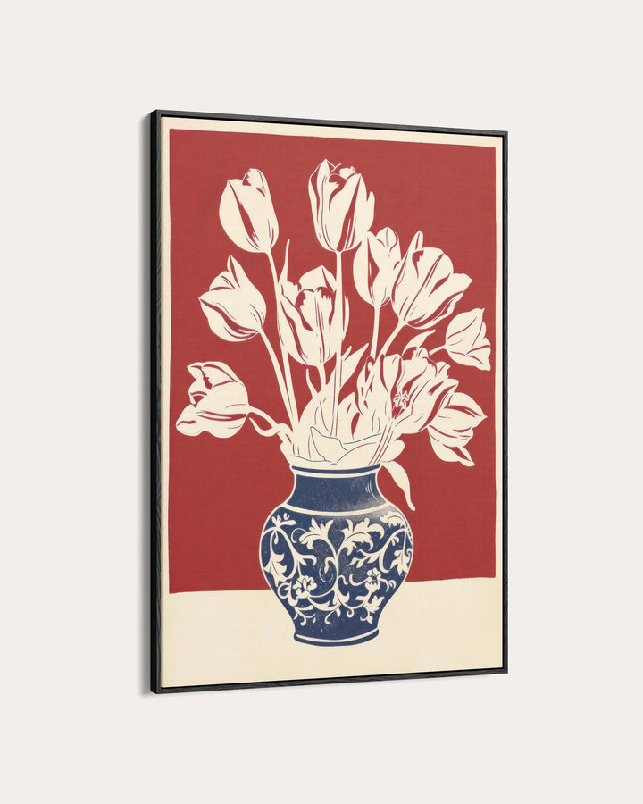 Lino Print Flower Pot Wall Art