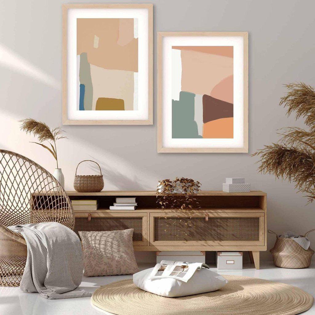 Modern Shapes - Print Set Of 2 Black Frame Wall Art Print Set Of 2 - Abstract House