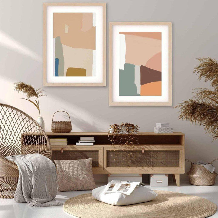 Modern Shapes - Print Set Of 2 Black Frame Wall Art Print Set Of 2 - Abstract House