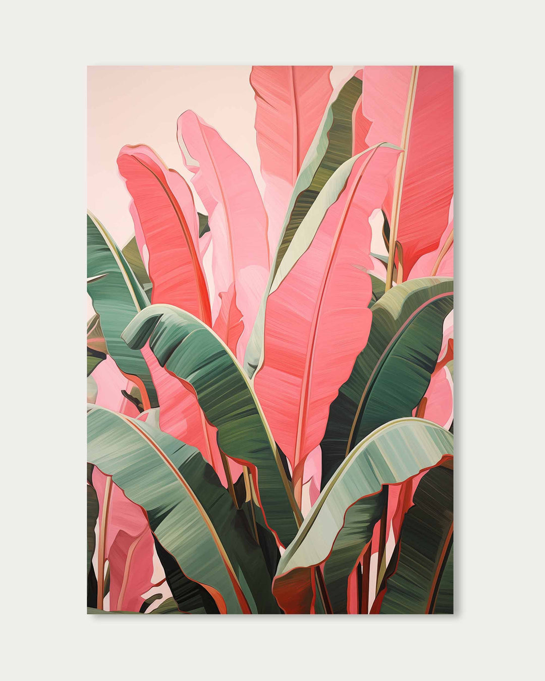 Pink And Green Banana Tree Wall Art