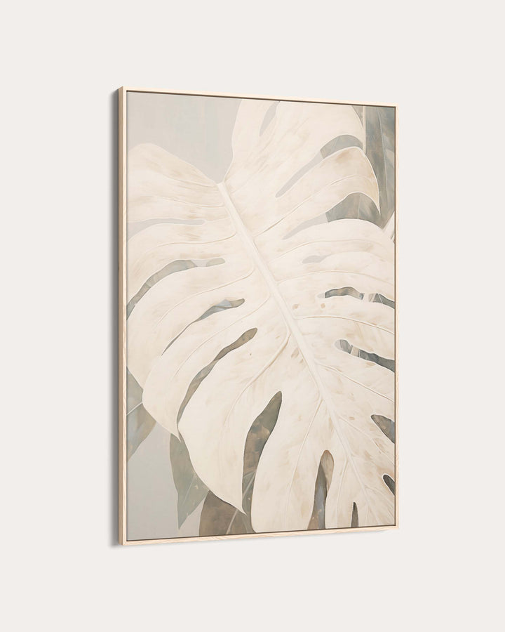 White Monstera Leaf Wall Art Print
