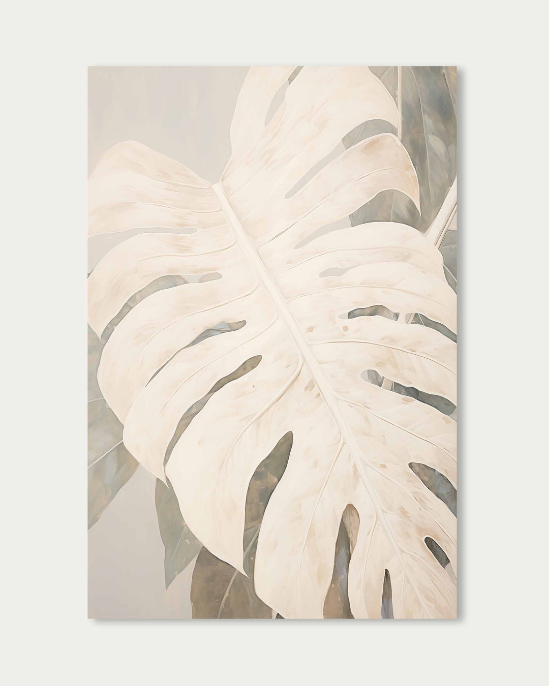 White Monstera Leaf Wall Art Print