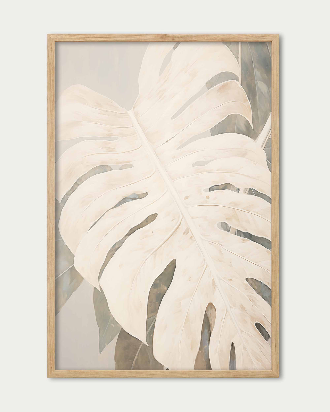 White Monstera Leaf Wall Art Print