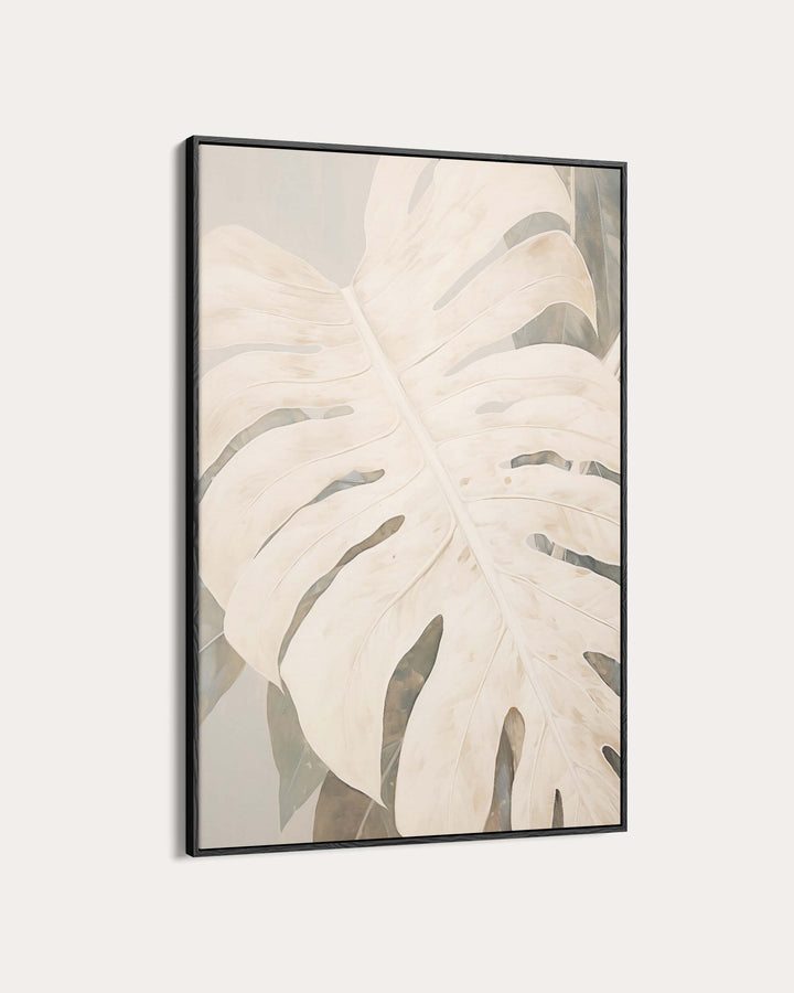 White Monstera Leaf Wall Art Print