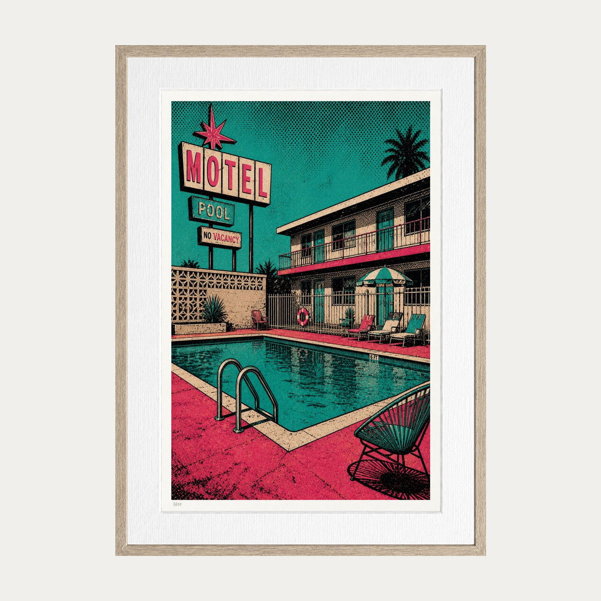Motel Pool | Limited Edition Print — Oak Frame