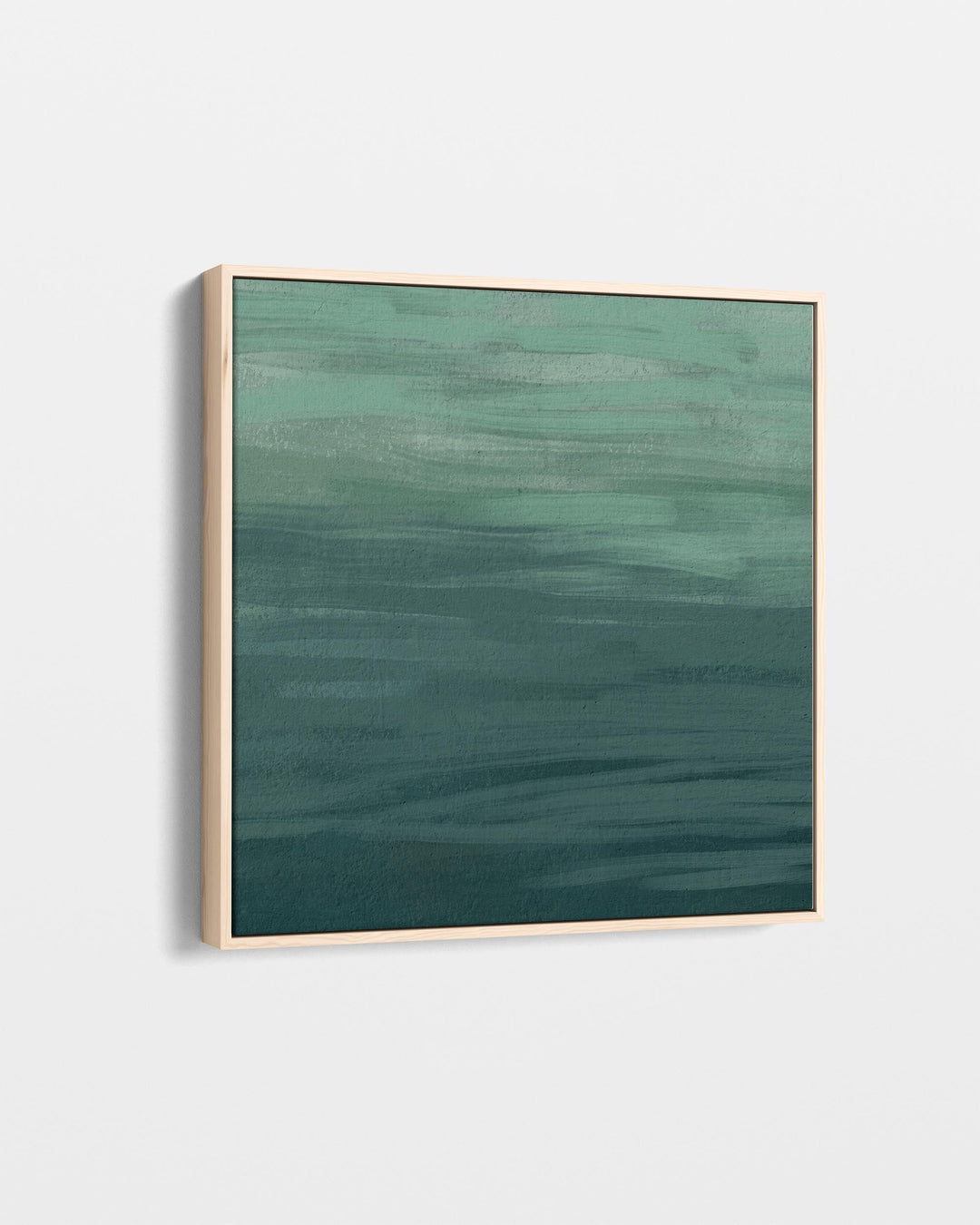 Abstract green painting on a white wall