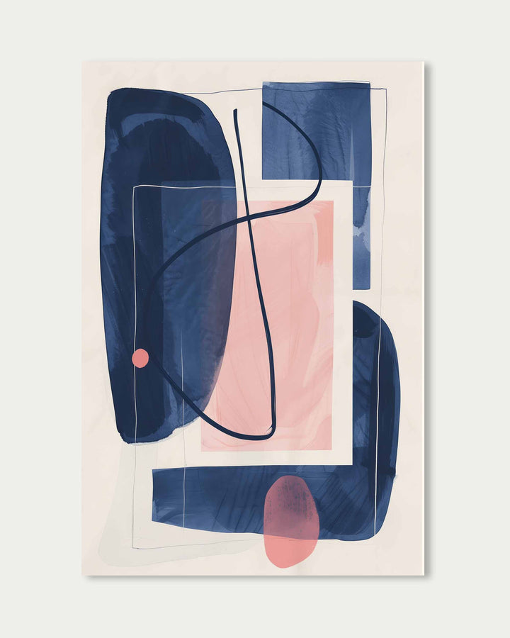 Navy And Pink Wall Art Print