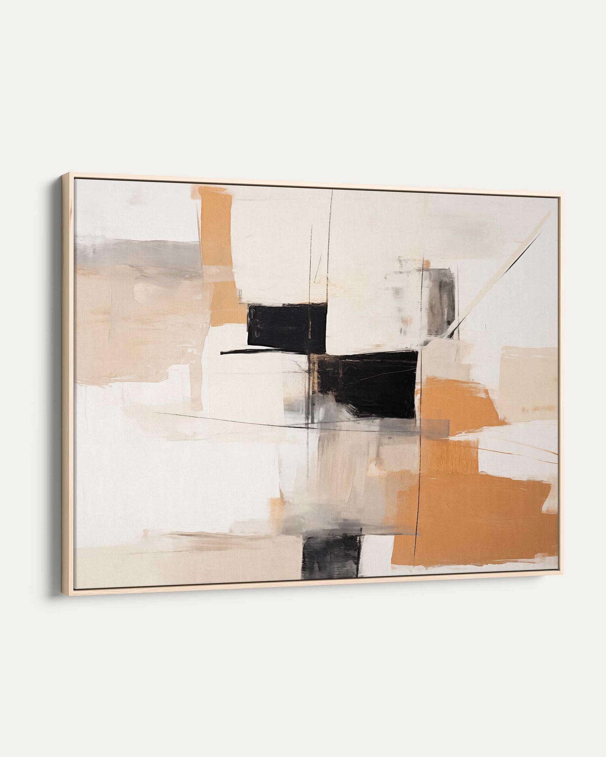 Abstract art painting with geometric shapes on a white background