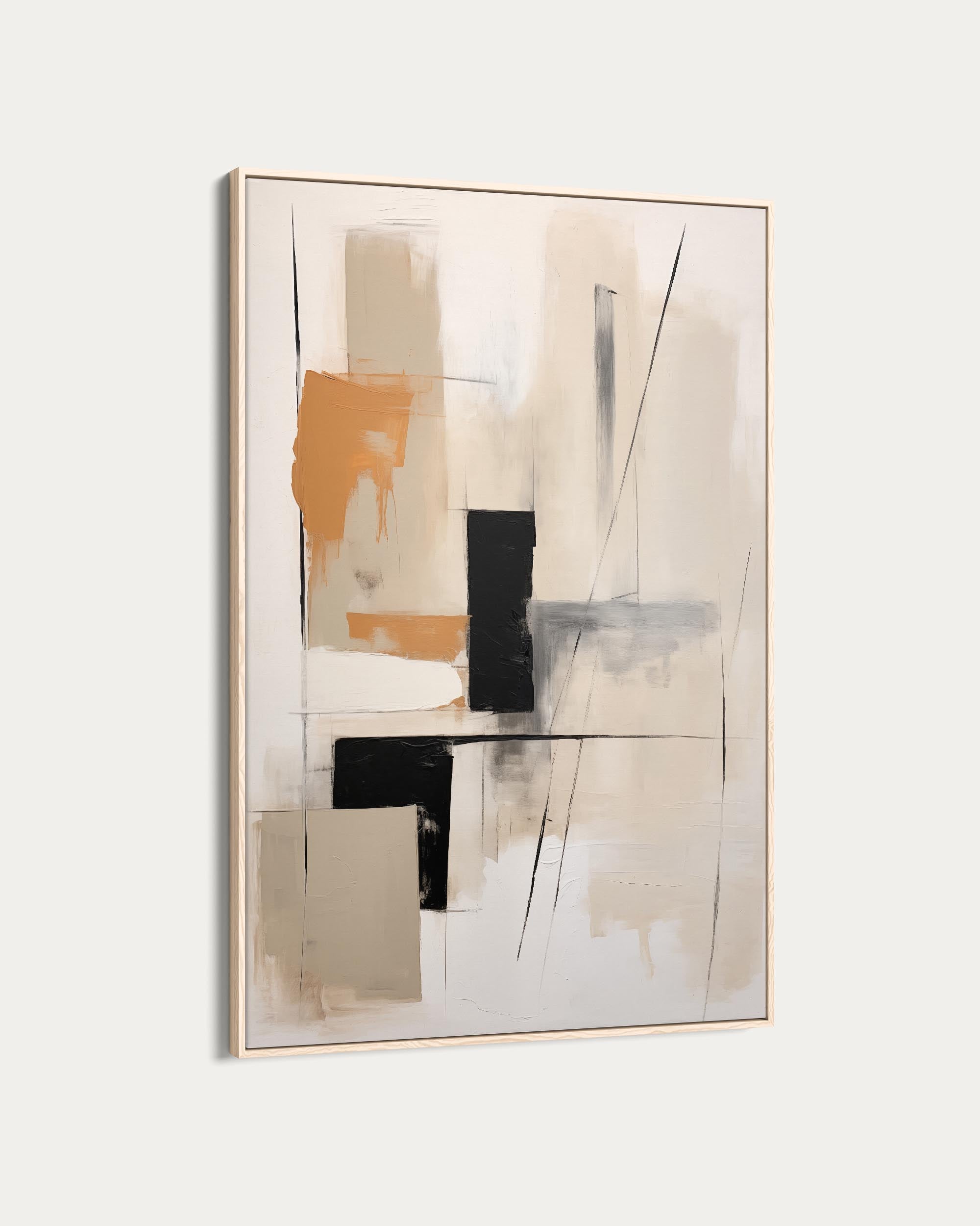 Abstract art piece with geometric shapes on a light background