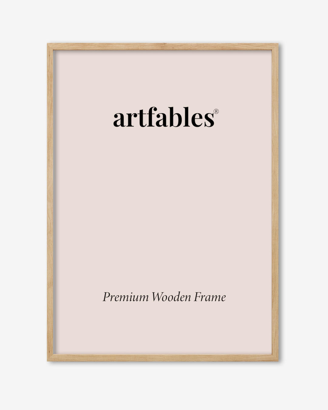 Framed poster with 'artfables' branding on a light pink background