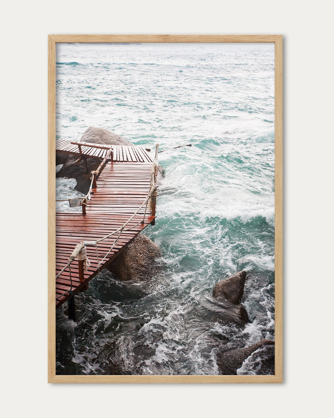 Coastal Waves On The Pier Art Print