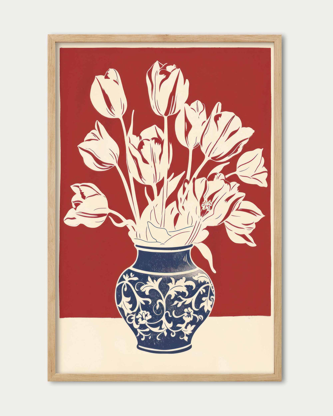 Lino Print Flower Pot Wall Art