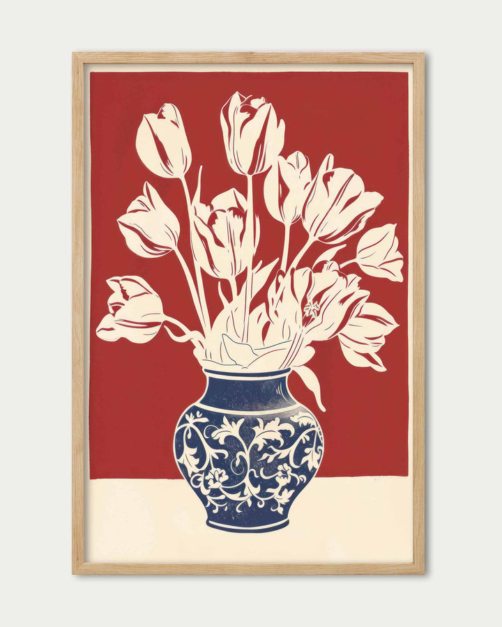 Lino Print Flower Pot Wall Art