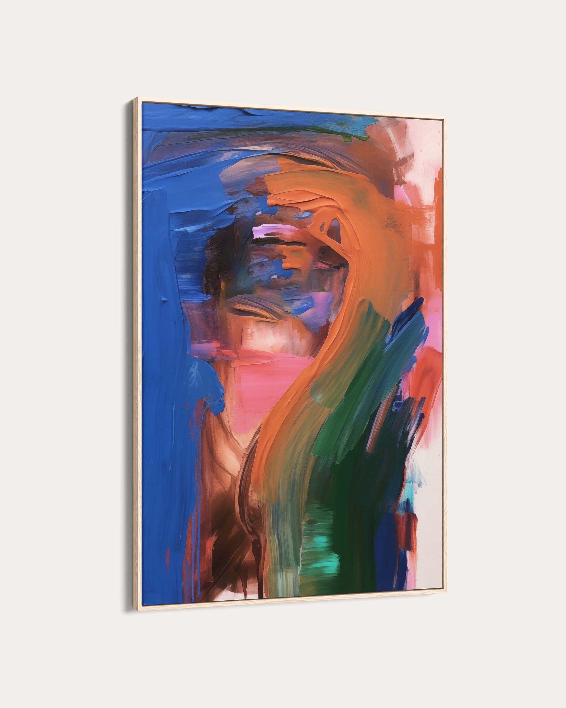 Abstract painting with vibrant colors on a white background