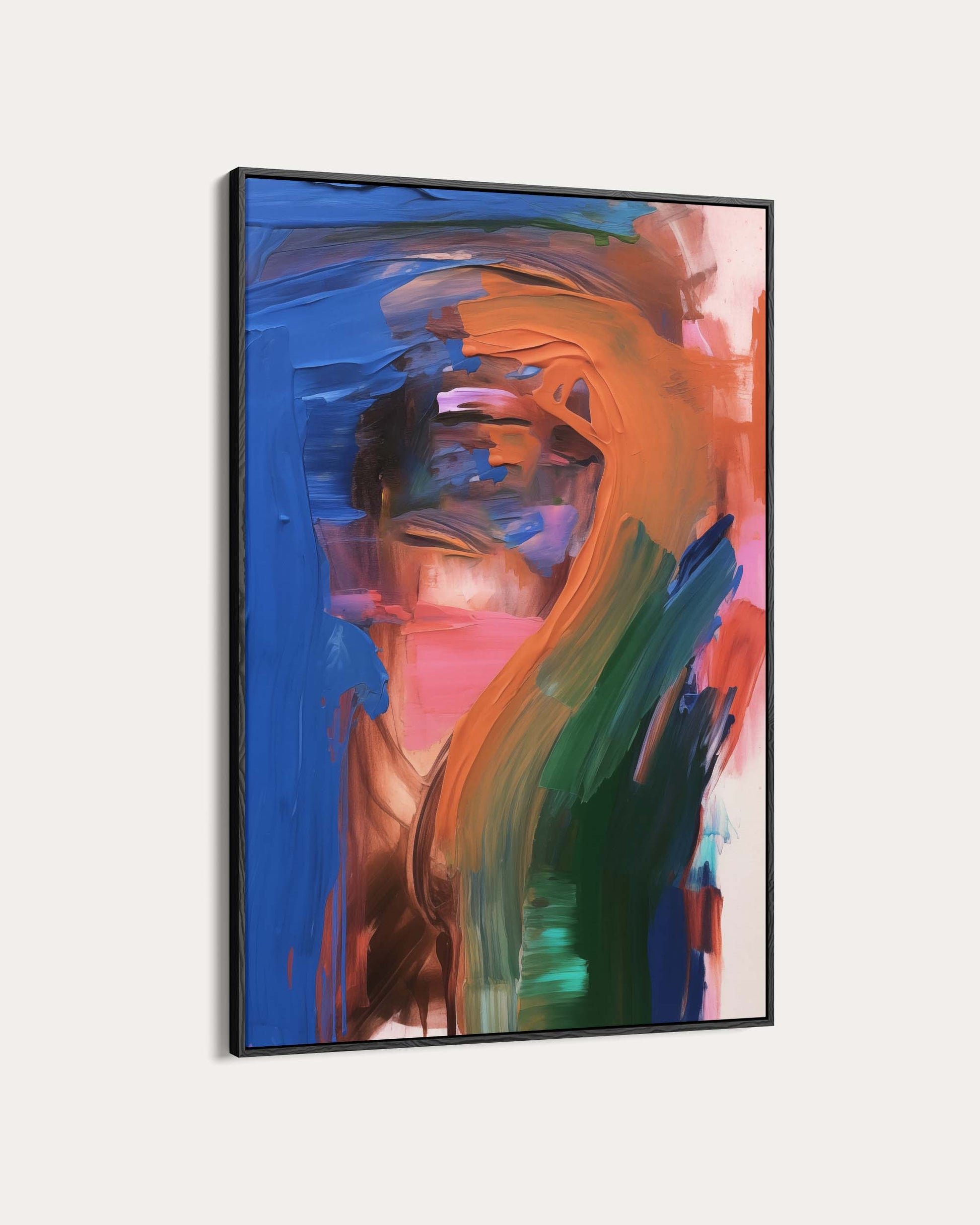 Abstract painting with vibrant colors on a white background