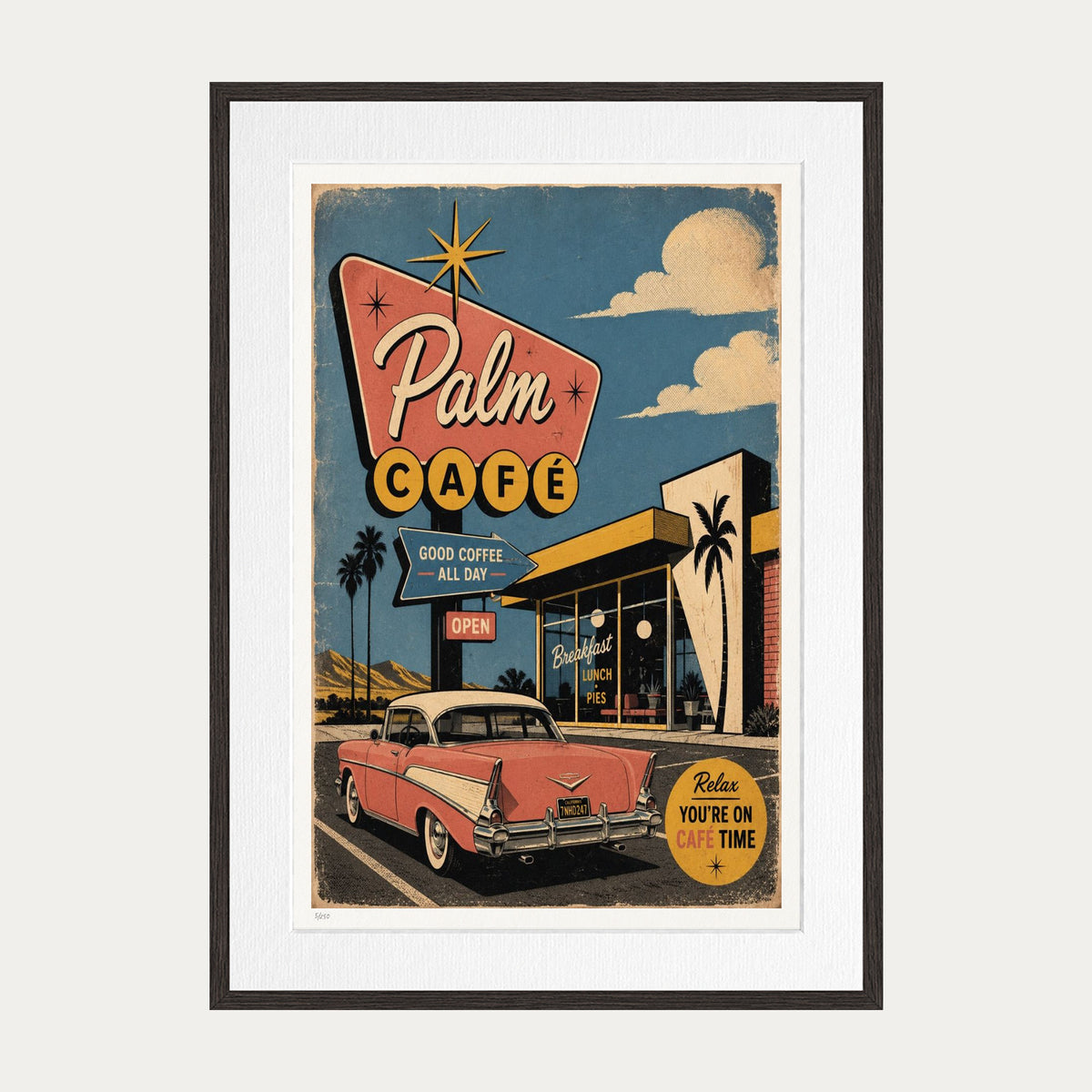 Palm Cafe 2 | Limited Edition Print — Brown Frame