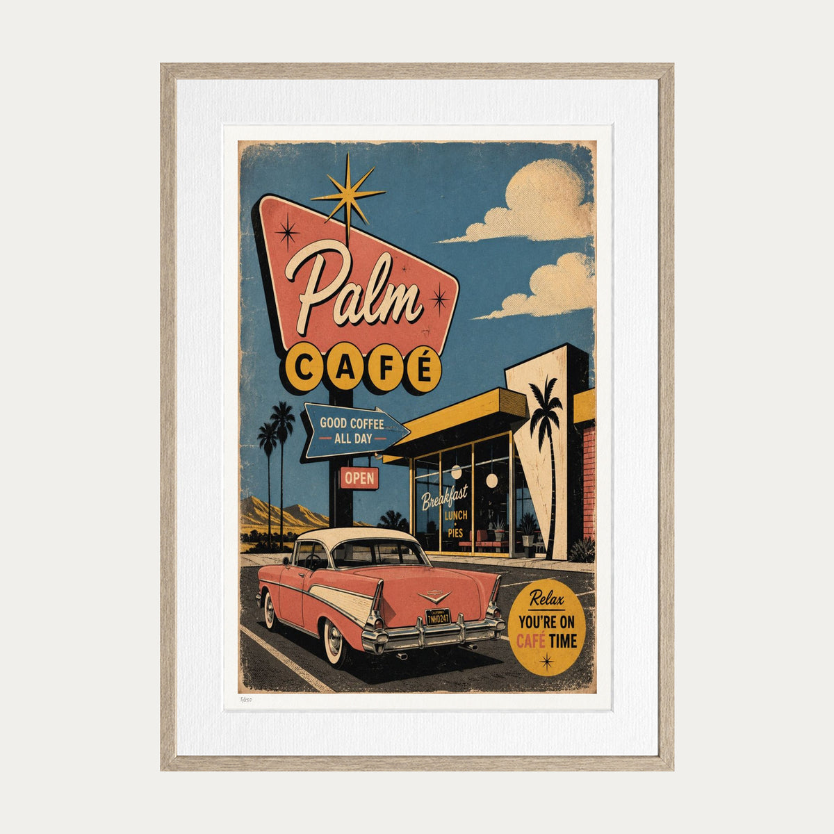Palm Cafe 2 | Limited Edition Print — Oak Frame