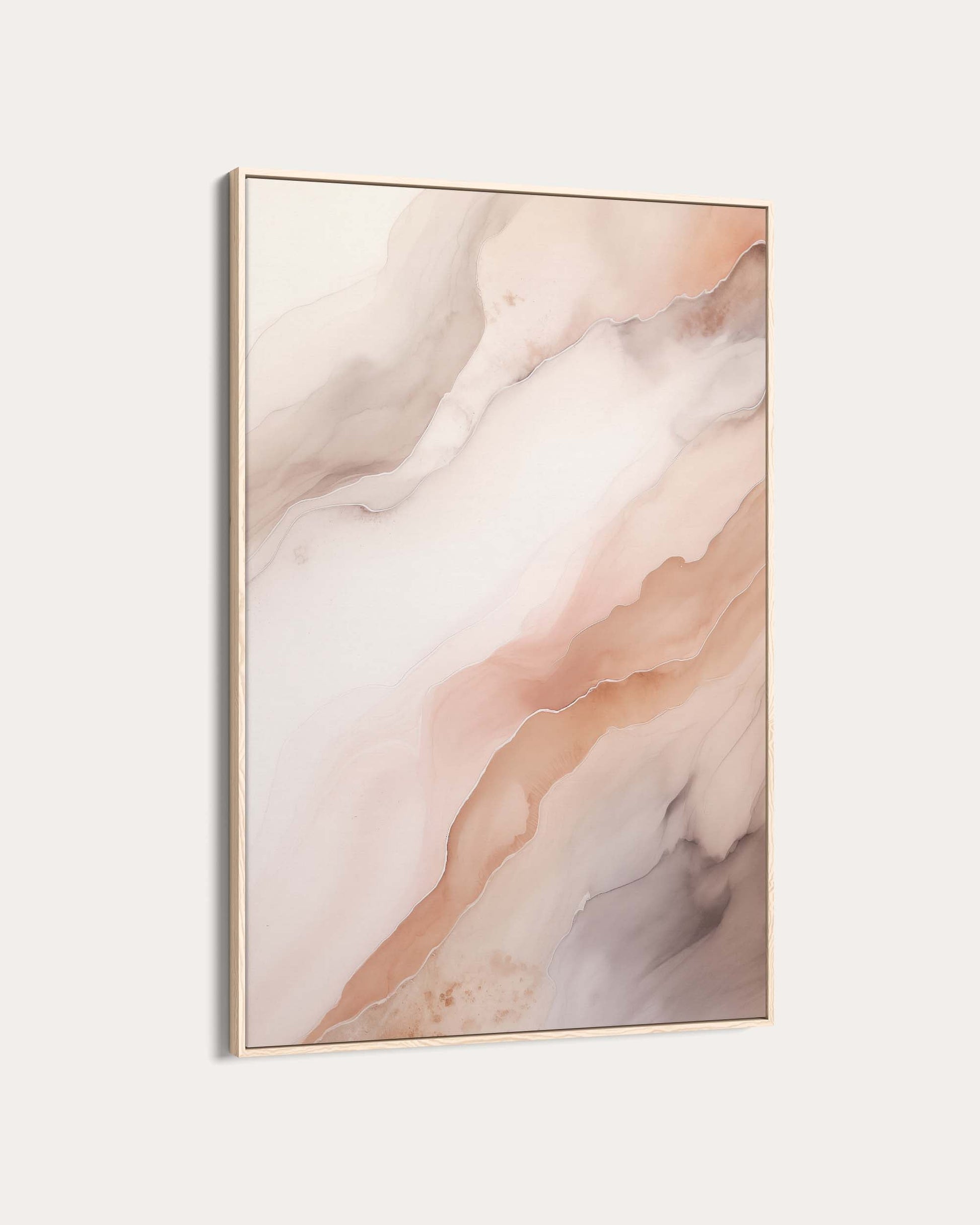 Abstract art piece with soft pink and beige colors on a light gray background