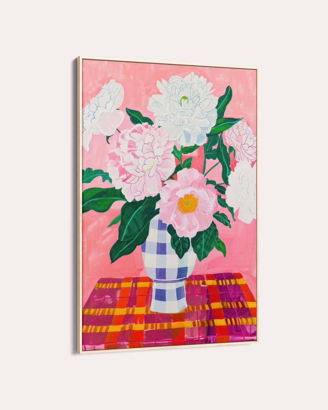 Checkered Flower Pot Wall Art