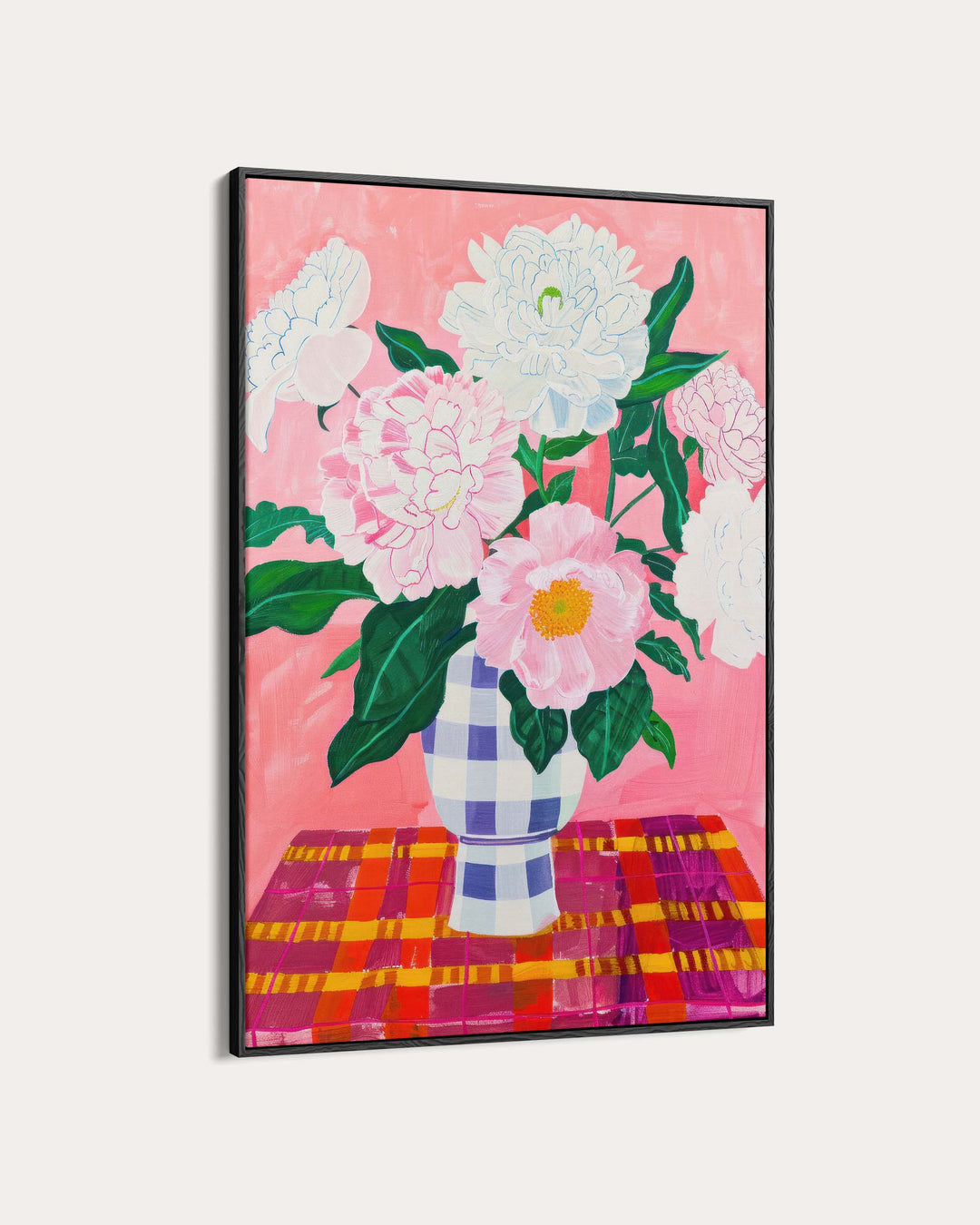Checkered Flower Pot Wall Art