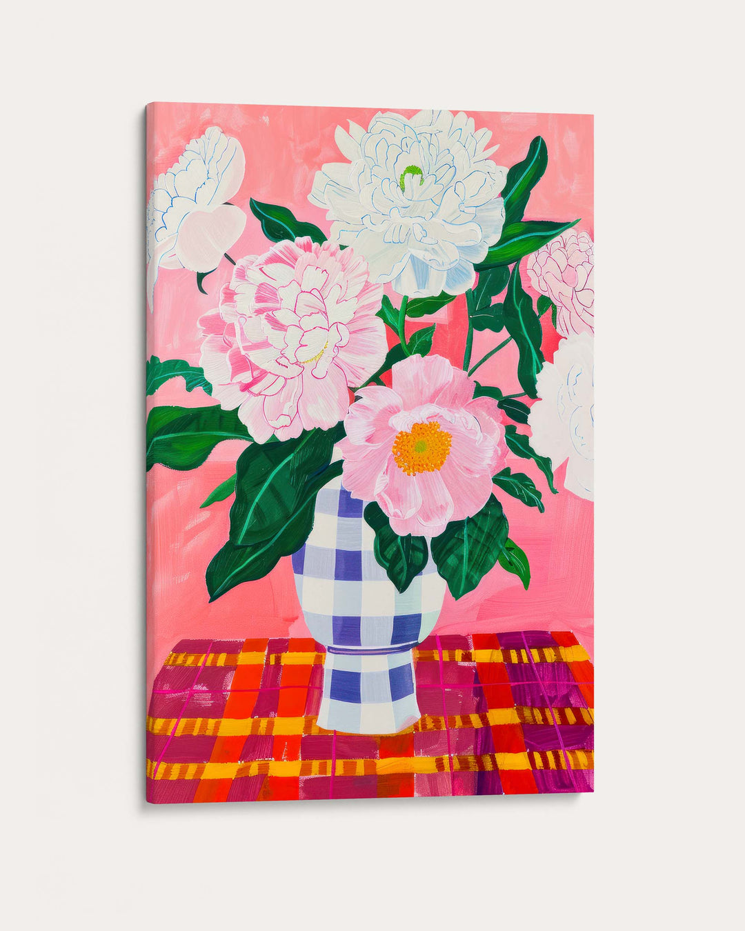 Checkered Flower Pot Wall Art