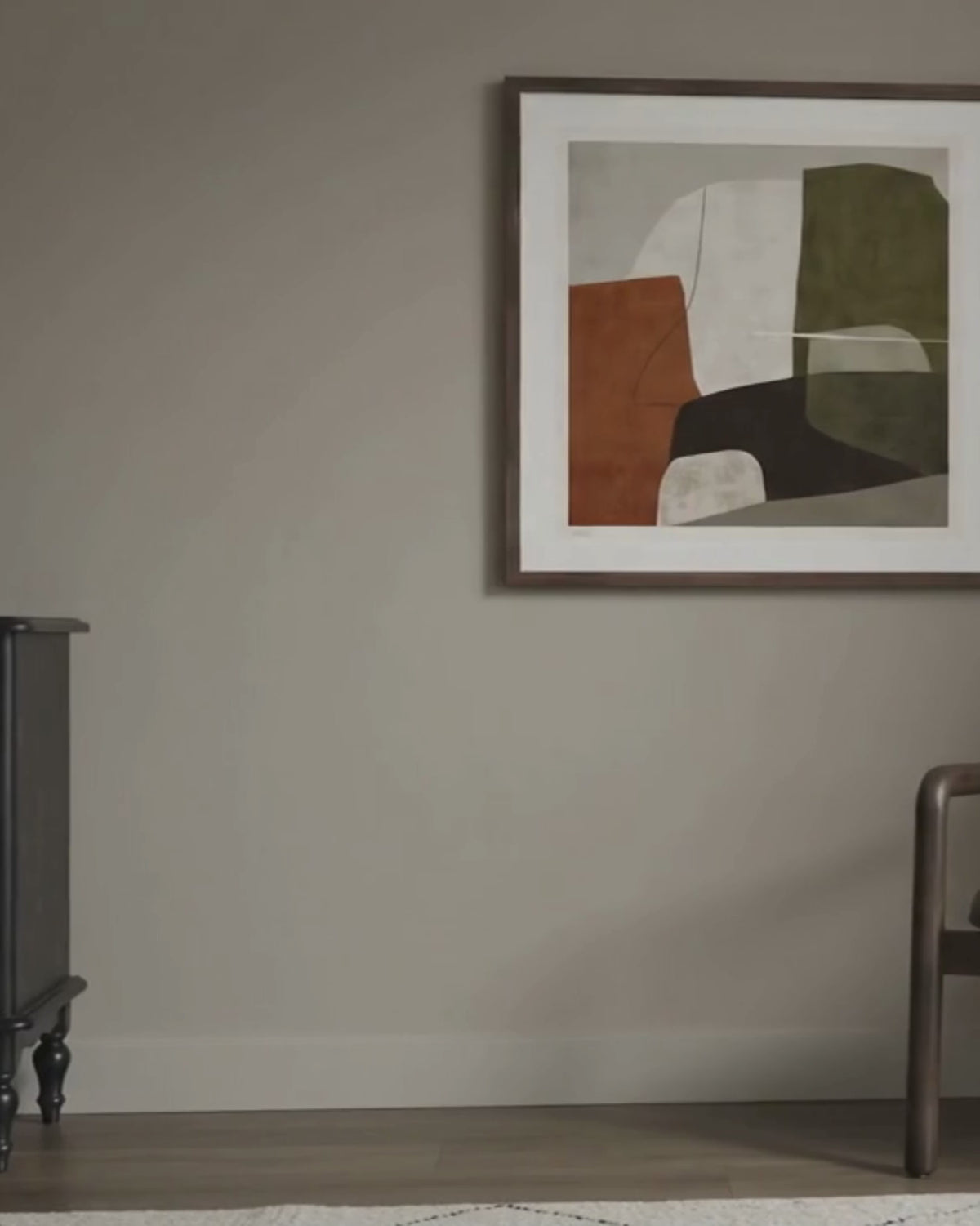 Load video: Video showcasing artwork in a modern living room.
