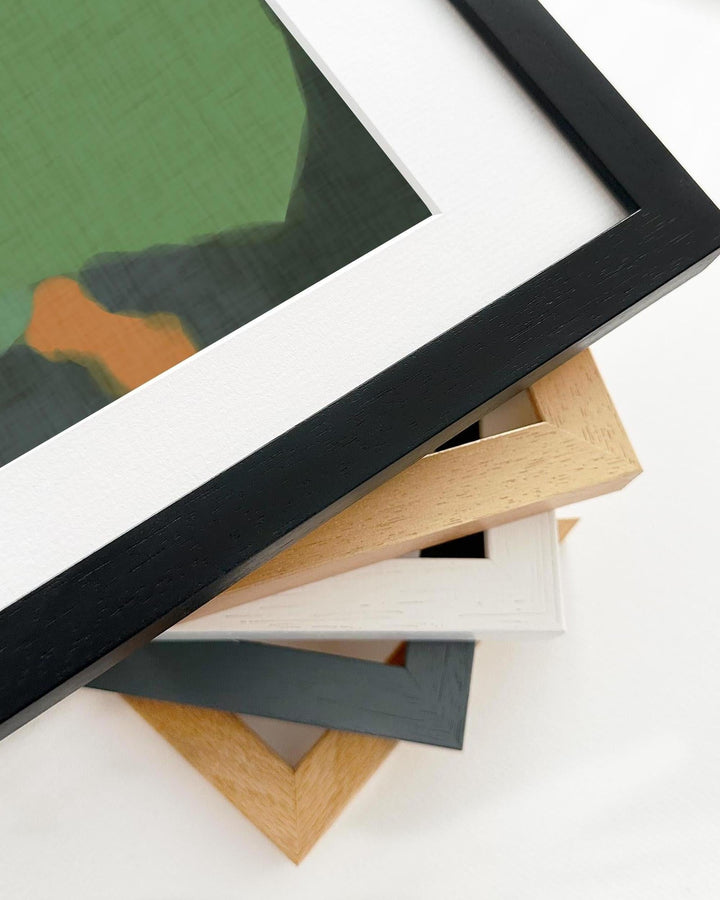 Collection of various photo frames on a white background