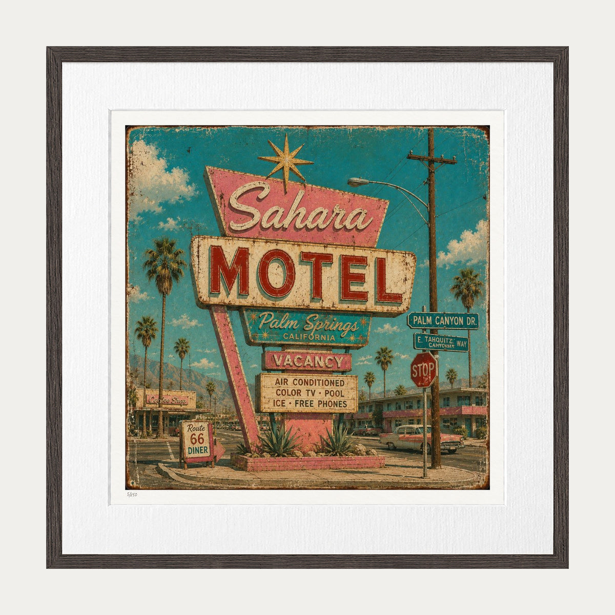 Sahara Motel | Limited Edition Print — Brown Frame