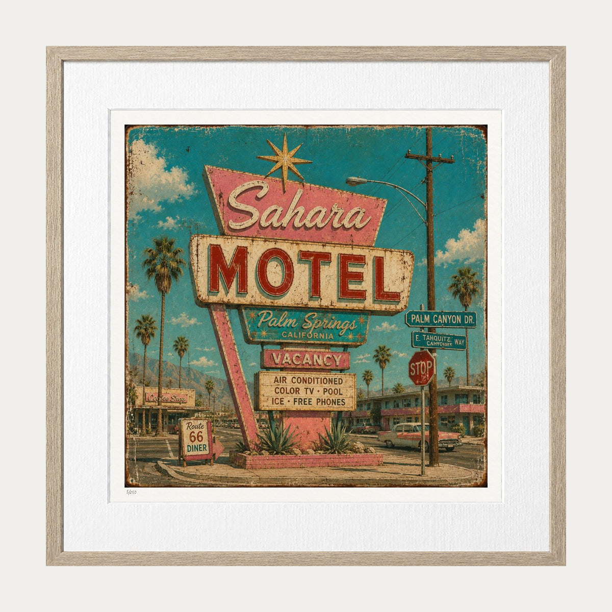Sahara Motel | Limited Edition Print — Oak Frame