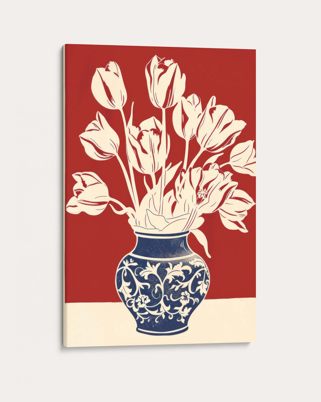 Lino Print Flower Pot Wall Art