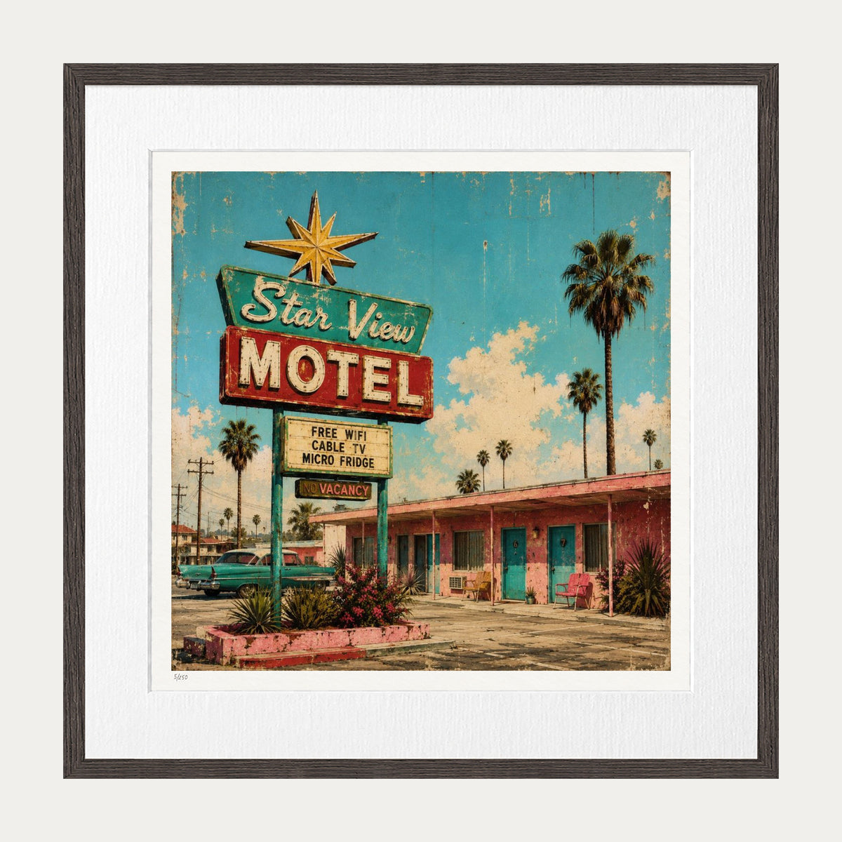 Star View Motel 2 | Limited Edition Print — Brown Frame