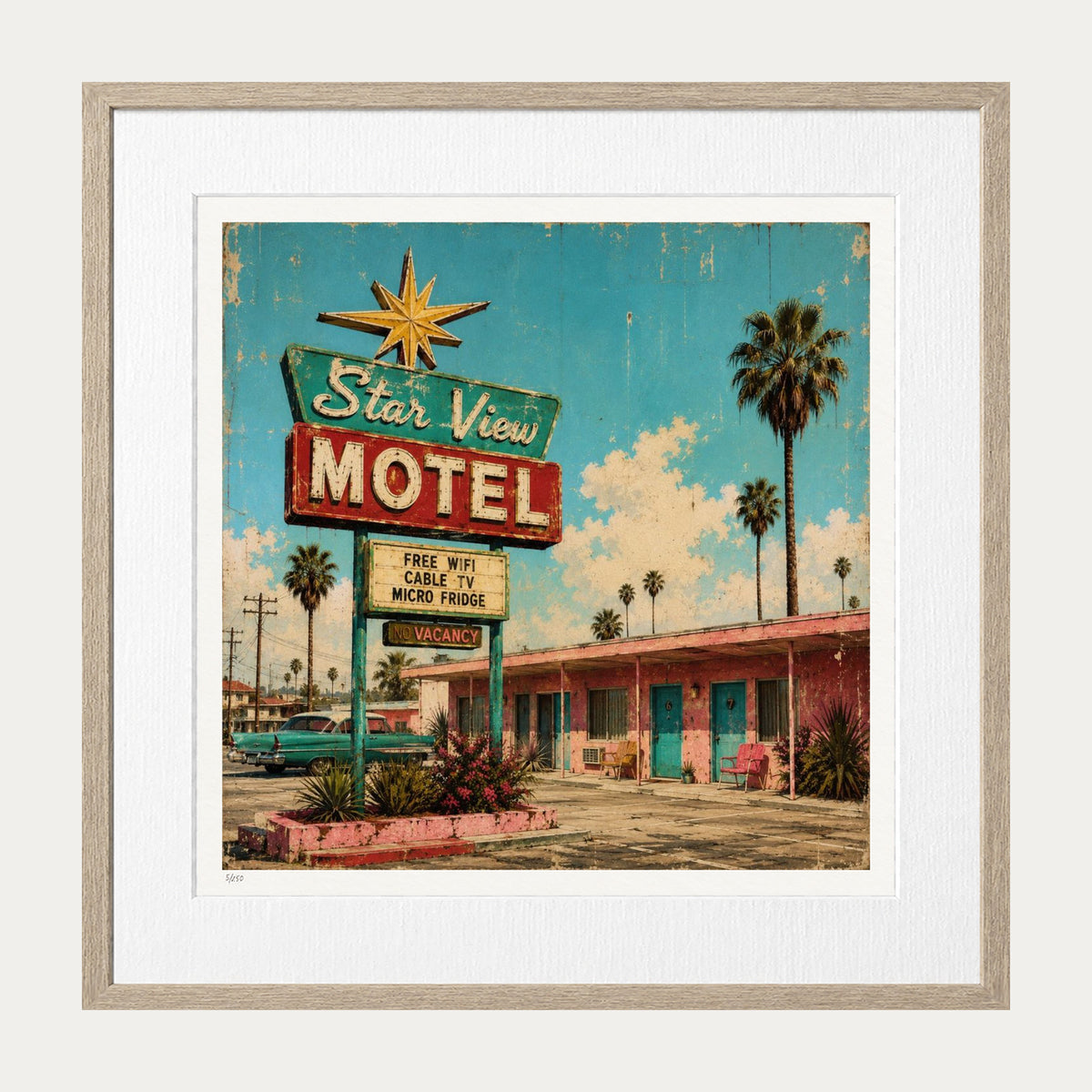 Star View Motel 2 | Limited Edition Print — Oak Frame