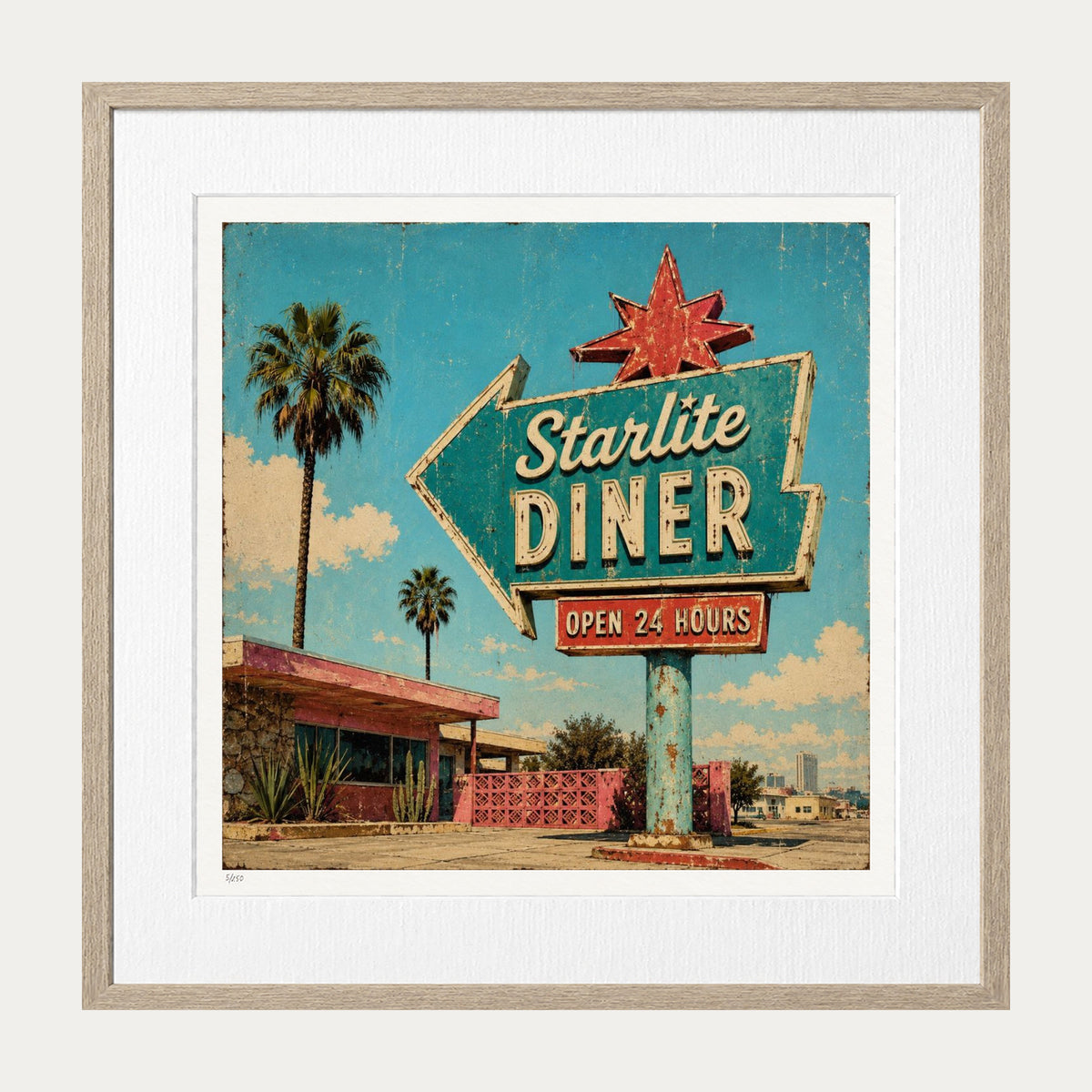 Starlite Diner | Limited Edition Print — Oak Frame