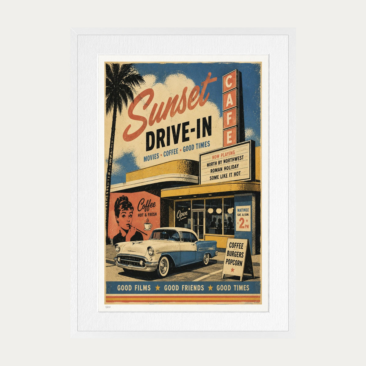 Sunset Drive In | Limited Edition Print — White Frame
