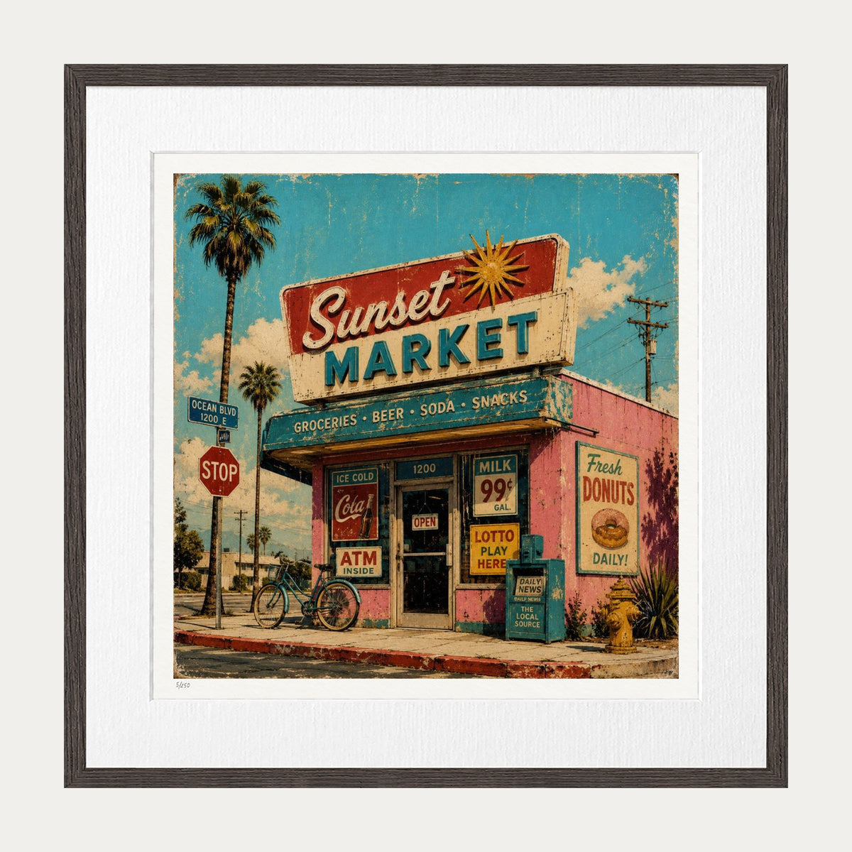 Sunset Market | Limited Edition Print — Brown Frame