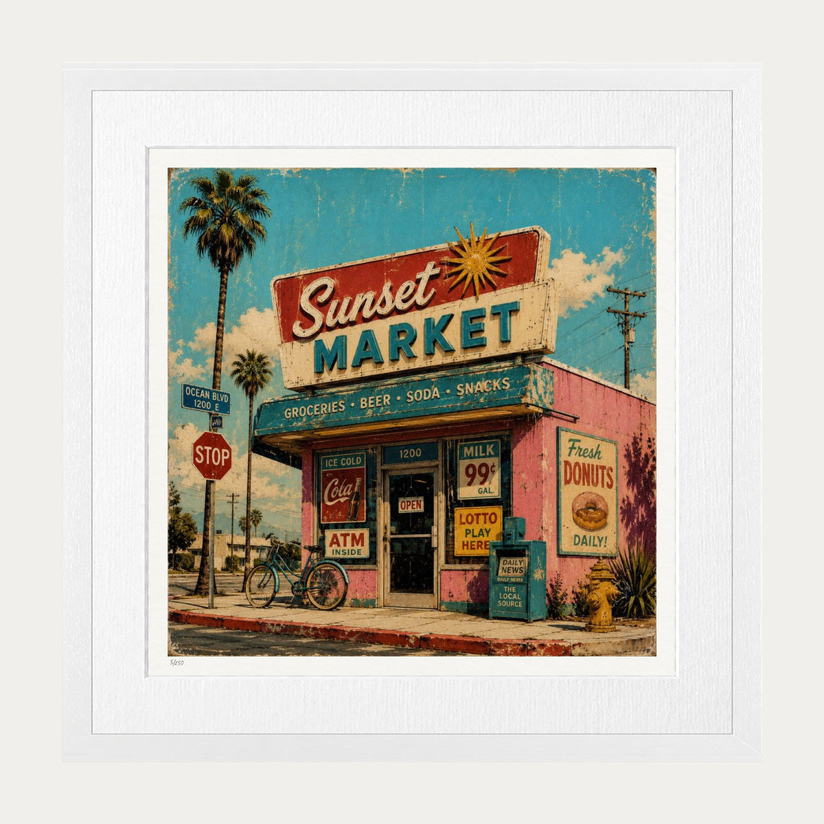Sunset Market | Limited Edition Print — White Frame