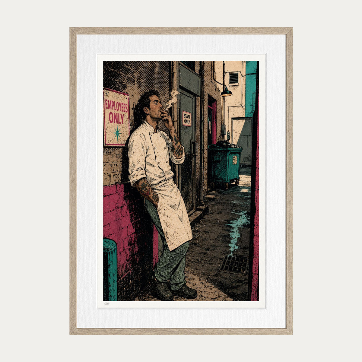 Taking A Break | Limited Edition Print — Oak Frame