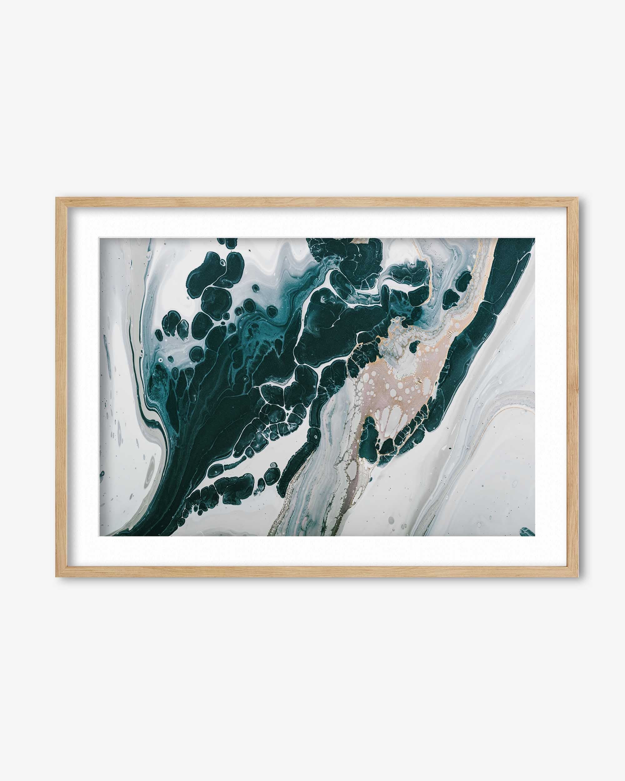 Teal Abstract Marble Wall Art Print