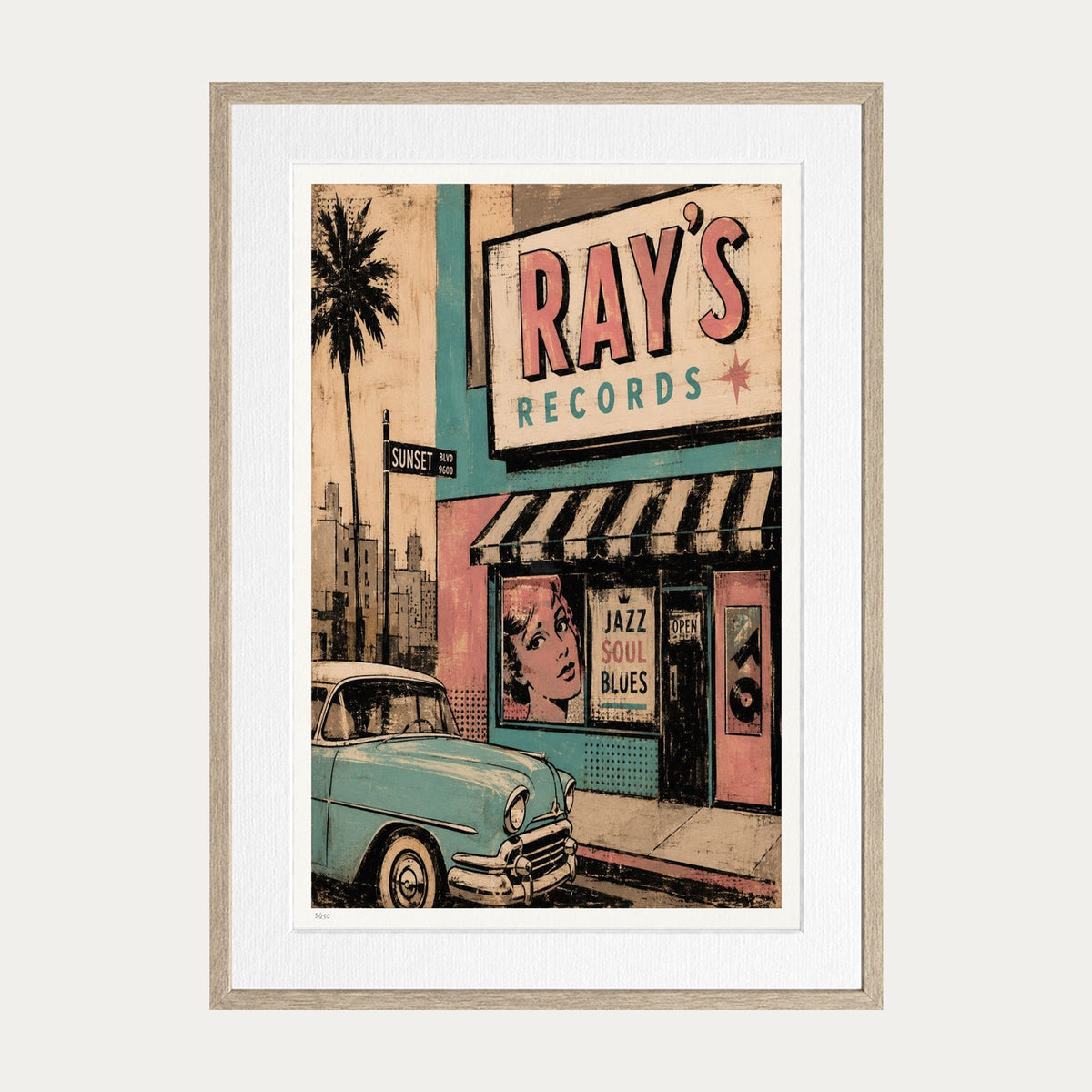 Teal Days | Limited Edition Print — Oak Frame