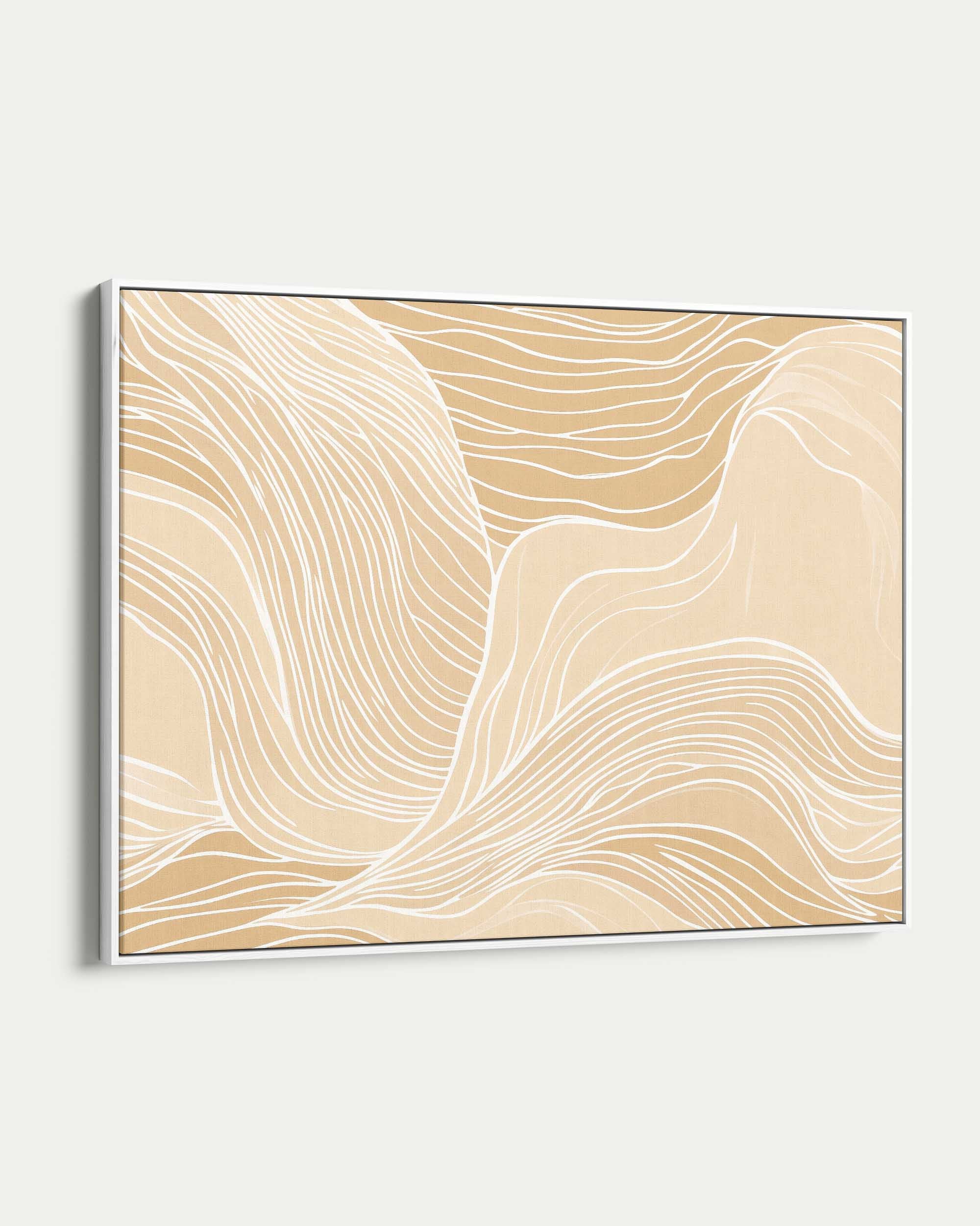 Abstract art piece with wavy lines on a beige background