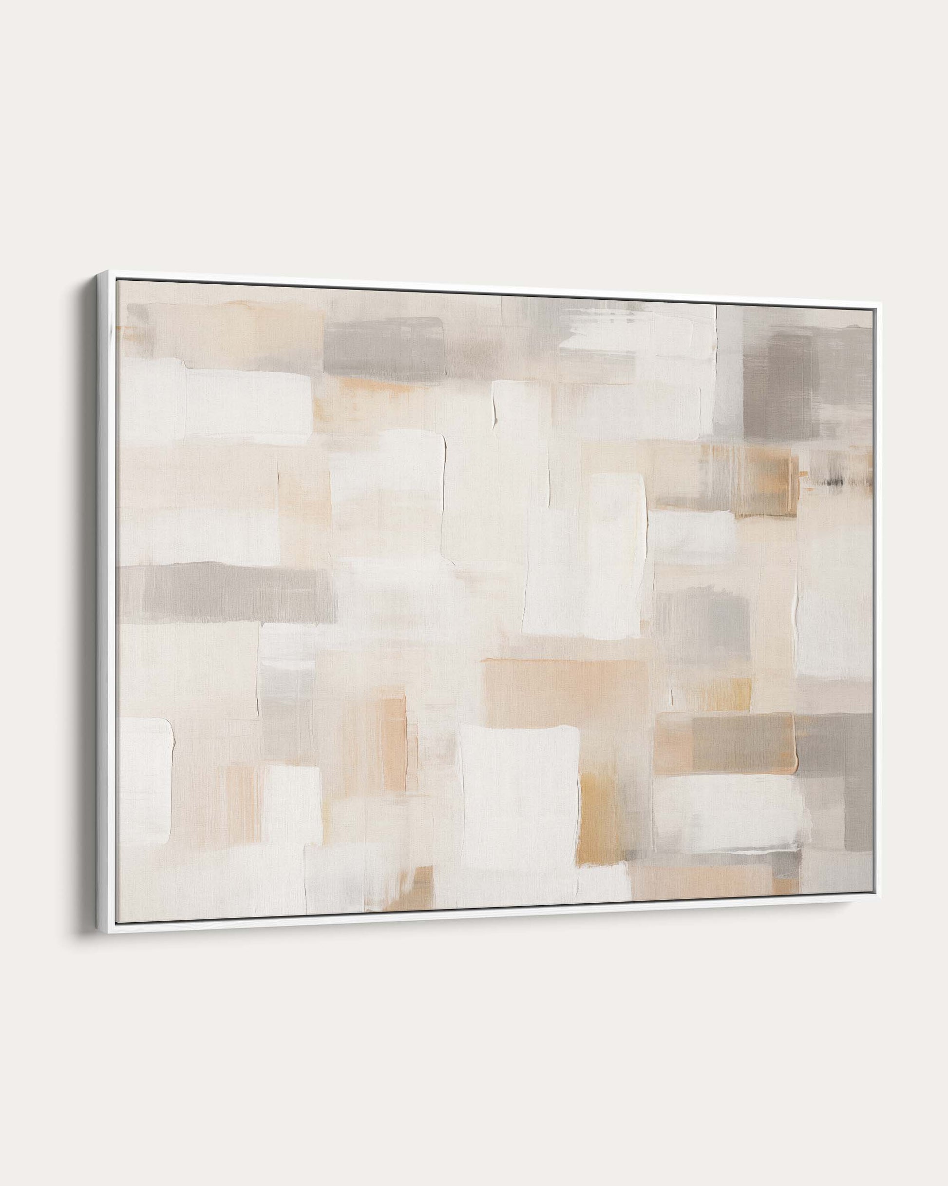 Abstract art piece with geometric shapes on a white wall